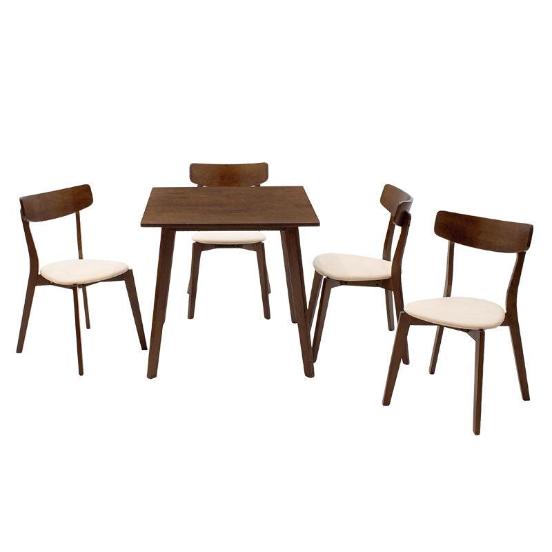 Set de dining Benson - Toto 5 piese, Gri - Nuc, 80x80x75 cm - Nuc