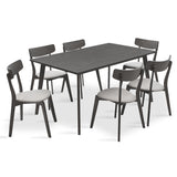 Set de dining Benson - Toto 7 piese, Gri - Nuc, 150x90x75 cm - Gri