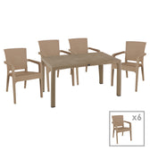 mobilier de gradina Set de dining Explore-Halcyon 7 piese, Crem 150x90x74 cm