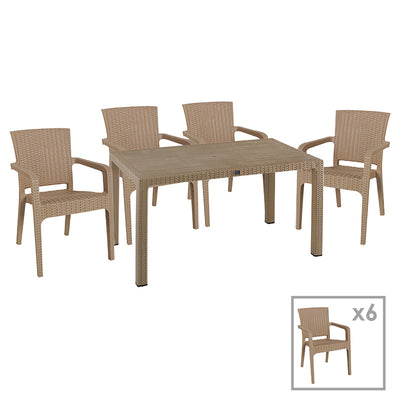 mobilier de gradina Set de dining Explore-Halcyon 7 piese, Crem 150x90x74 cm