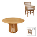 Masa Cu Scaune Set de dining Inca-Kenda 5 piese, Natural D120x75 cm