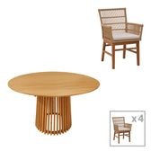 Masa Cu Scaune Set de dining Inca-Kenda 5 piese, Natural D120x75 cm