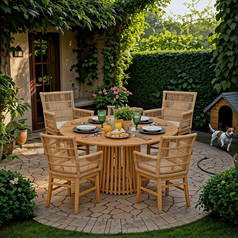 Set de dining Inca-Kenda 5 piese, Natural, D120x75 cm, imagine suplimentara