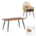mobilier de gradina Set de dining Naoki-Tanish 5 bucati din ratan de sticla PE, Natural cu picioare negre 140x80x78 cm