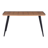 Set de dining Naoki-Tanish 5 bucati din ratan de sticla PE, Natural cu picioare negre, 140x80x78 cm