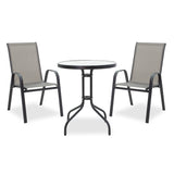 Set de dining pentru gradina 3 buc Calan-Watson metal negru-textilene, negru, D60x70 cm
