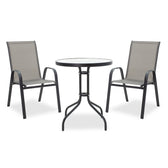 mobilier de gradina Set de dining pentru gradina 3 buc Calan-Watson metal negru-textilene negru D60x70 cm