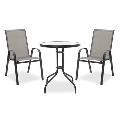 mobilier de gradina Set de dining pentru gradina 3 buc Calan-Watson metal negru-textilene negru D60x70 cm