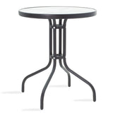 Set de dining pentru gradina 3 buc Calan-Watson metal negru-textilene, negru, D60x70 cm