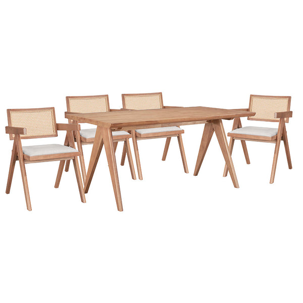 Set de dining Winslow I set 5 piese din nuca deschisa, Nuc, 160x85x75 cm