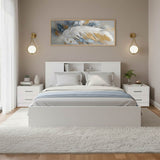 Set dormitor Olympus White, Lemn, Set 3 piese, Pat 140x200 cm