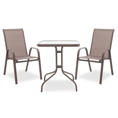 Set de gradina 3 piese Watson-Calan metal-tex Marone, 60x75x90 cm