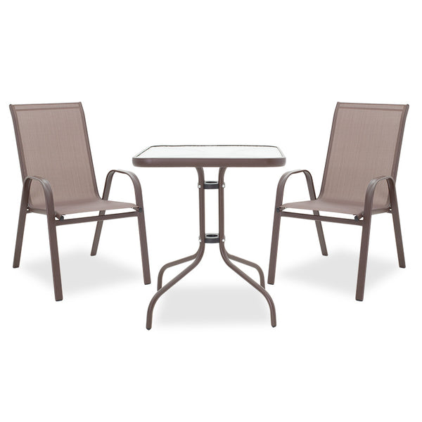 Set de gradina 3 piese Watson-Calan metal-tex Marone, 60x75x90 cm