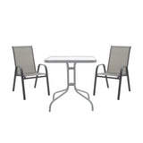 Set de gradina 3 piese Watson-Calan metal-tex Marone, 60x75x90 cm