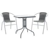 Set de gradina 3 piese Watson-Obbi, Maro - Gri inchis, 70x70x70 cm - Gri inchis