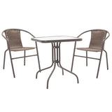 Set de gradina 3 piese Watson-Obbi, Maro - Gri inchis, 70x70x70 cm - Maro