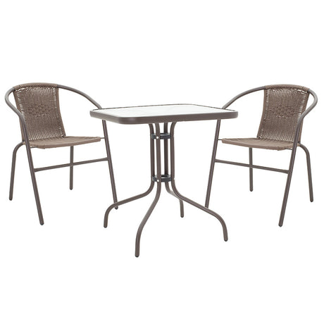 Set de gradina 3 piese Watson-Obbi, Maro - Gri inchis, 70x70x70 cm