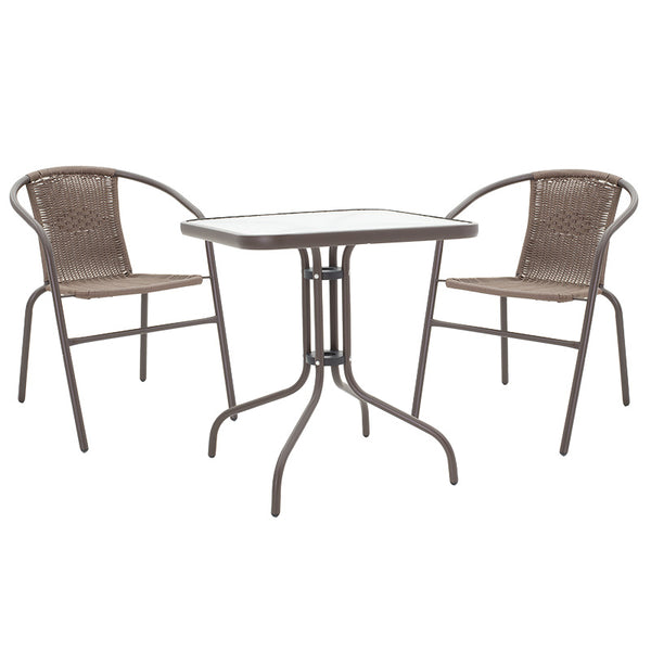 Set de gradina 3 piese Watson-Obbi, Maro - Gri inchis, 70x70x70 cm