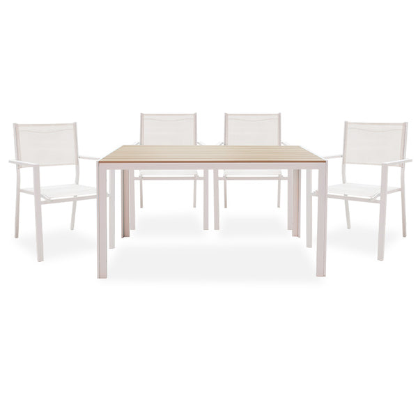 Set de gradina 5 piese Nares-Moly aluminiu texMarone, Alb - Negru, 135x200 cm