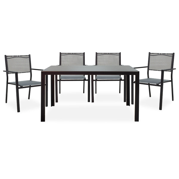 Set de gradina 5 piese Nares-Moly aluminiu texMarone, Alb - Negru, 135x200 cm