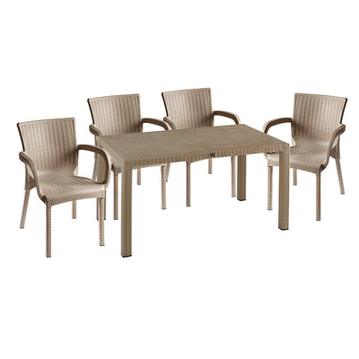 mobilier de gradina Set de gradina masa si scaune Explore, Festive set 5 piese cappuccino 150x90x73 cm