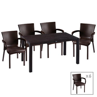 mobilier de gradina Set de gradina masa si scaune Explore-Festive set 7piese maro 150x90x73 cm