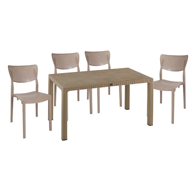 mobilier de gradina Set de gradina masa si scaune Explore, Ignite set 5 piese cappuccino 150x90x73 cm