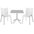 mobilier de gradina Set de gradina masa si scaune Groovy-Confident set 3 piese alb 80x80x74 cm