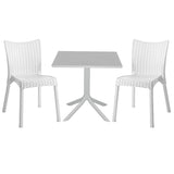 Set de gradina masa si scaune Groovy-Confident set 3 piese, alb, 80x80x74 cm