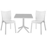 mobilier de gradina Set de gradina masa si scaune Groovy-Confident set 3 piese alb 80x80x74 cm