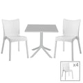 mobilier de gradina Set de gradina masa si scaune Groovy-Confident set 5 piese alb 80x80x74 cm