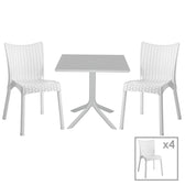 mobilier de gradina Set de gradina masa si scaune Groovy-Confident set 5 piese alb 80x80x74 cm