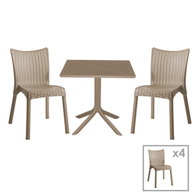 mobilier de gradina Set de gradina masa si scaune Groovy, Confident set 5 piese cappuccino 80x80x74 cm