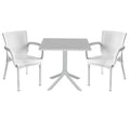 mobilier de gradina Set de gradina masa si scaune Groovy-Festive set 3 piese alb 80x80x74 cm