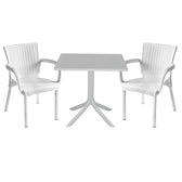 mobilier de gradina Set de gradina masa si scaune Groovy-Festive set 3 piese alb 80x80x74 cm