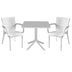 mobilier de gradina Set de gradina masa si scaune Groovy-Festive set 3 piese alb 80x80x74 cm