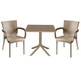 Set de gradina masa si scaune Groovy, Festive set 3 piese, cappuccino, 80x80x74 cm