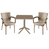 mobilier de gradina Set de gradina masa si scaune Groovy, Festive set 3 piese cappuccino 80x80x74 cm