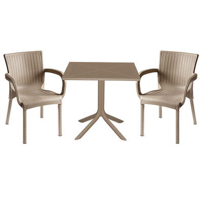 mobilier de gradina Set de gradina masa si scaune Groovy, Festive set 3 piese cappuccino 80x80x74 cm