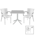 mobilier de gradina Set de gradina masa si scaune Groovy-Festive set 5 piese alb 80x80x74 cm