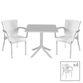 mobilier de gradina Set de gradina masa si scaune Groovy-Festive set 5 piese alb 80x80x74 cm