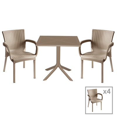 mobilier de gradina Set de gradina masa si scaune Groovy, Festive set 5 piese cappuccino 80x80x74 cm