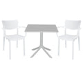 mobilier de gradina Set de gradina masa si scaune Groovy-Fontline set 3 piese alb 80x80x74 cm
