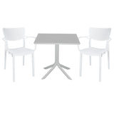 Set de gradina masa si scaune Groovy-Fontline set 3 piese, alb, 80x80x74 cm