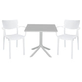 mobilier de gradina Set de gradina masa si scaune Groovy-Fontline set 3 piese alb 80x80x74 cm