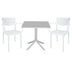 mobilier de gradina Set de gradina masa si scaune Groovy-Fontline set 3 piese alb 80x80x74 cm