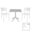 mobilier de gradina Set de gradina masa si scaune Groovy-Fontline set 5 piese alb 80x80x74 cm