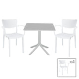 Set de gradina masa si scaune Groovy-Fontline set 5 piese, alb, 80x80x74 cm