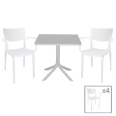 mobilier de gradina Set de gradina masa si scaune Groovy-Fontline set 5 piese alb 80x80x74 cm