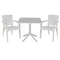 mobilier de gradina Set de gradina masa si scaune Groovy-Halcyon set 3 piese alb 80x80x74 cm